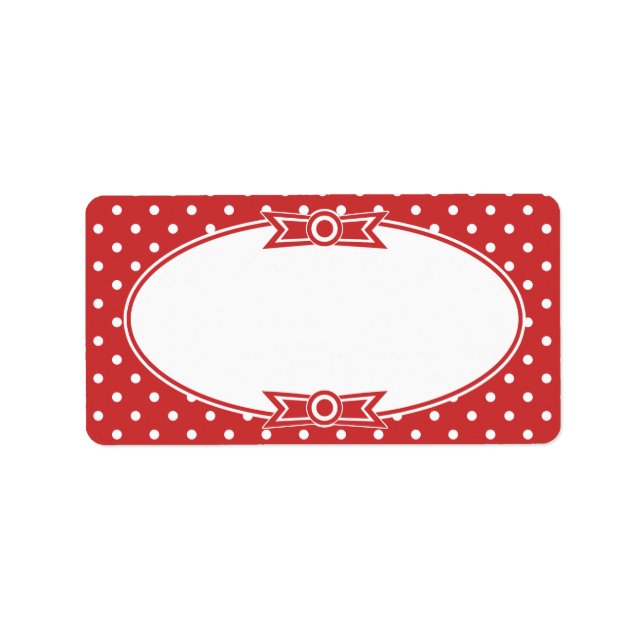 Red and White Dots Canning Label (Front)