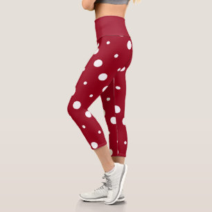 red and white dots capri leggings