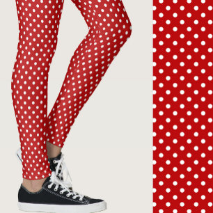 Red and white dots modern stylish trendy pattern leggings