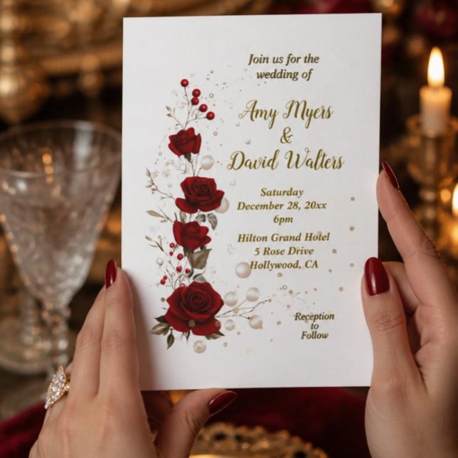 Red and White elegant wedding invitation  (Creator Uploaded)