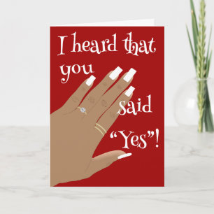 Red and White Engagement Congratulations Greeting Card