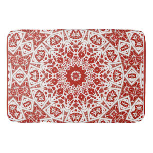 red and white , ethnic bandanna bath mat