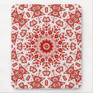 red and white , ethnic bandanna mouse pad