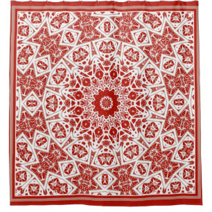 red and white , ethnic  bandanna shower curtain