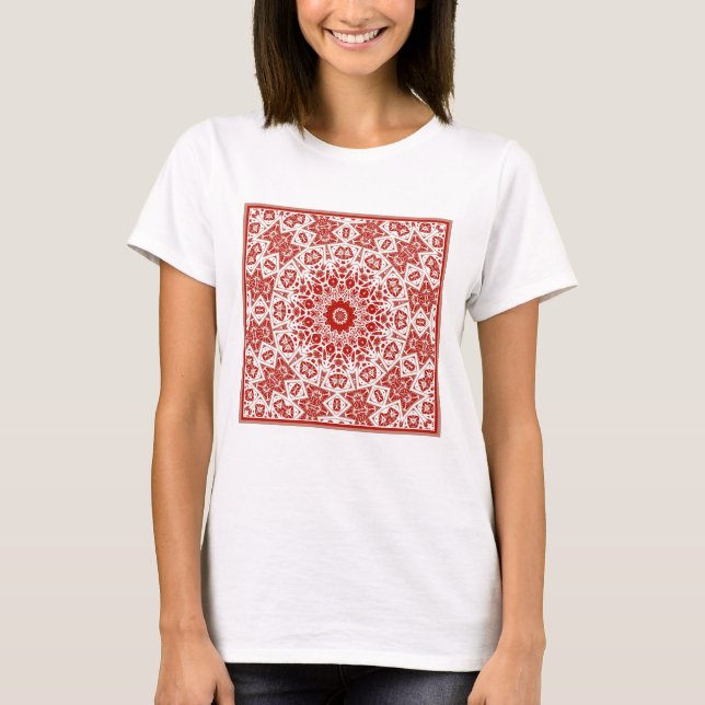 red and white , ethnic  bandanna T-Shirt (Front)