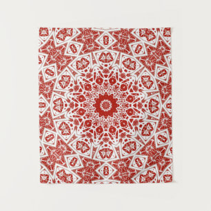 red and white , ethnic  bandanna tapestry