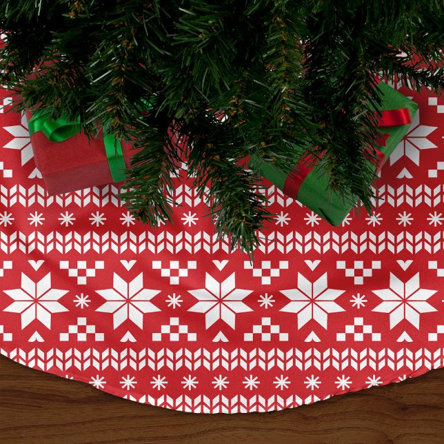 Red and White Fair Isle Pattern Brushed Polyester Tree Skirt (Creator Uploaded)