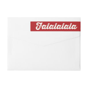 Red And White Falalalala Bold Typography Holiday Wrap Around Label