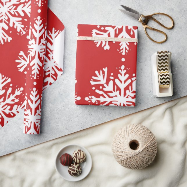 Red  and  white Festive Christmas Patterns  Wrappi Wrapping Paper (Crafts)