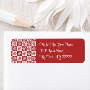Red and White Festive Return Address Label