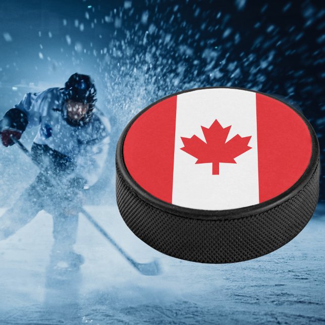 Red and White Flag of Canada Hockey Puck (Creator Uploaded)