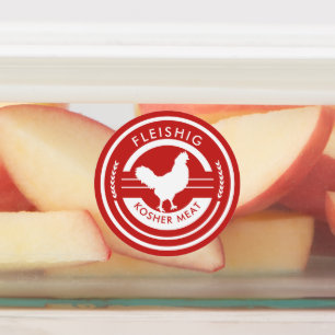 Red and White Fleishig Label Kosher Meat