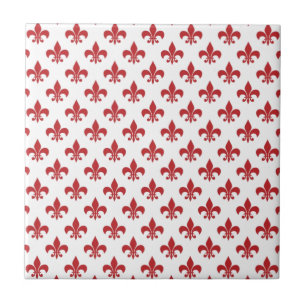 Red And White fleur-de-lys Tile