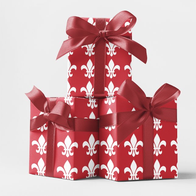 Red and White Fleur de Lys Wrapping Paper (Red and White Fleur de Lys Wrapping Paper)