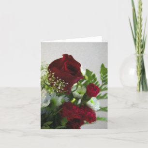 Red and White Floral-Blank Card
