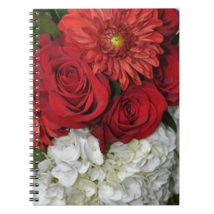 Red and white floral bouquet notebook