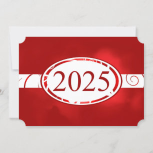 Red and White Floral Button 2025 Card