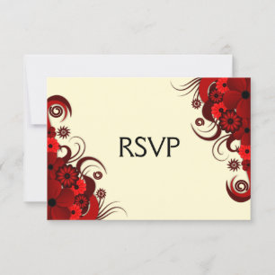 Red and White Floral Elegant RSVP Response Cards