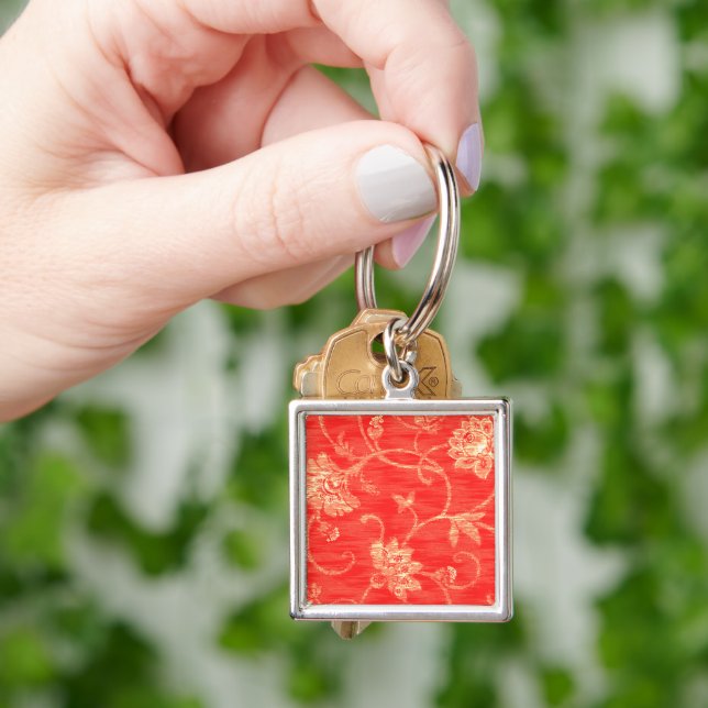Red and White Floral Gifts Key Ring (Hand)