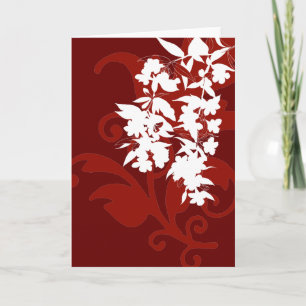 Red and White Floral Notecard