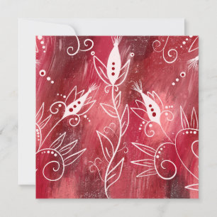 Red And White Floral Pattern Card
