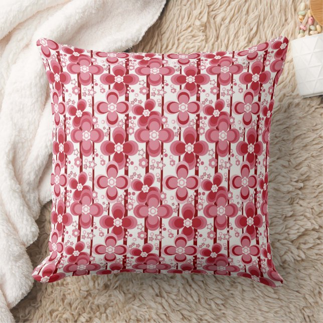 Red and white floral pattern cushion (Blanket)