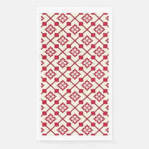 Red and White Floral Pattern Napkin