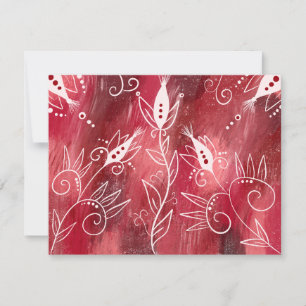 Red And White Floral Pattern RSVP Card
