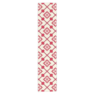 Red and White Floral Pattern Short Table Runner