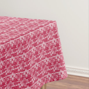 Red and white floral pattern tablecloth