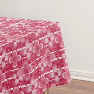 Red and white floral pattern tablecloth
