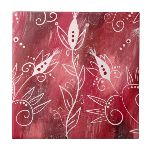 Red And White Floral Pattern Trivet