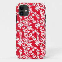 Red And White Floral Repeating Pattern