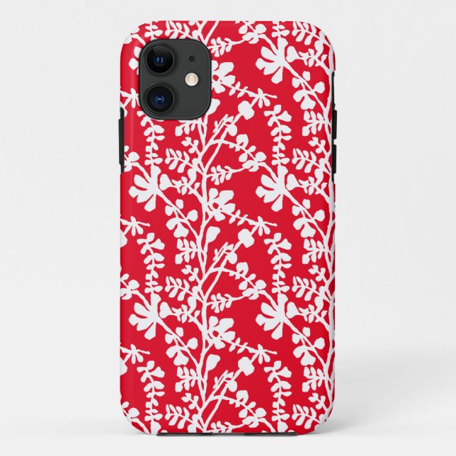 Red And White Floral Repeating Pattern Case-Mate iPhone Case (Back)