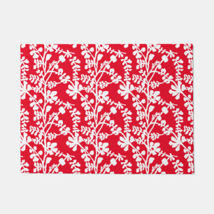 Red And White Floral Repeating Pattern Doormat