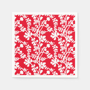 Red And White Floral Repeating Pattern Napkin