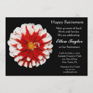 Red and White Floral Retirement Party Invitation