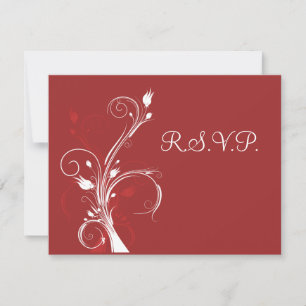 Red and White Floral RSVP Card