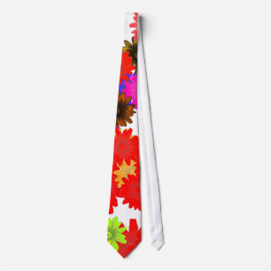 Red and white floral tie