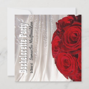 Red and white floral wedding bachelorette party invitation