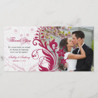 Red and White Floral Wedding Thank You Photocard