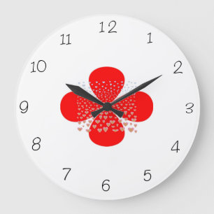 Red and White> Flower Kitchen Clocks