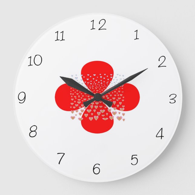 Red and White> Flower Kitchen Clocks (Front)