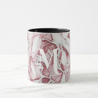 Red And White Flower Monogram  Mug