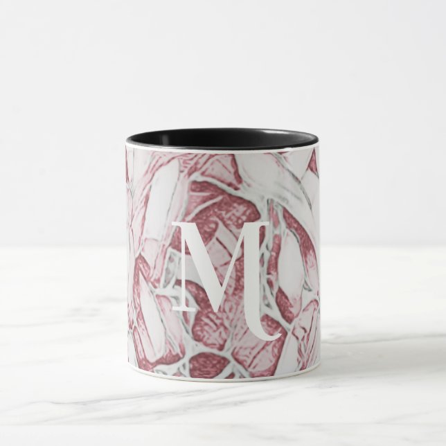 Red And White Flower Monogram  Mug (Center)