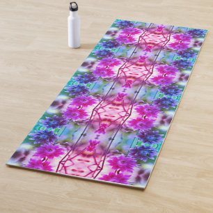 Red And White Flower Pair Abstract Art Yoga Mat