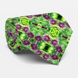 Red And White Flower Pair Abstract Pattern Tie