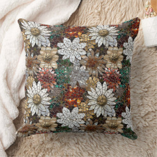 Red and White Flowers Cushion