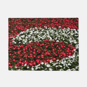Red and White Flowers Doormat