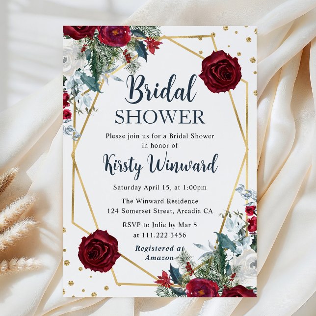 Red and White Flowers Frame Bridal Shower Invitation (Creator Uploaded)
